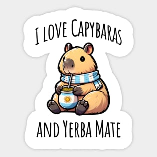 Cute Capybara drinking Argentinian Yerba Mate tea Sticker